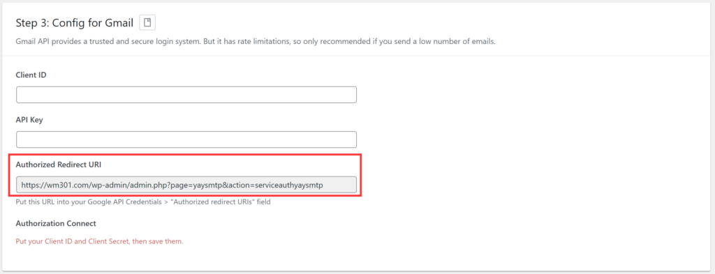 获取 YaySMTP 中的 Authorized Redirect URI